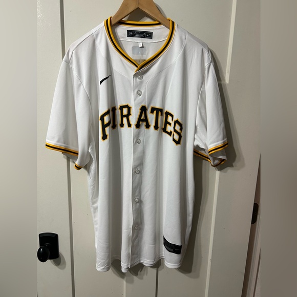 Nike White Pirates Jersey with Black & Gold Yellow MLB official jersey - Picture 1 of 7